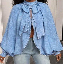 Load image into Gallery viewer, Denim bow shirt
