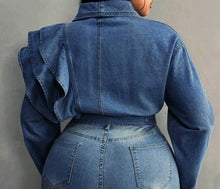 Load image into Gallery viewer, Ruffle Up Denim top