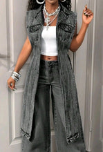 Load image into Gallery viewer, Black Denim long front back crop vest